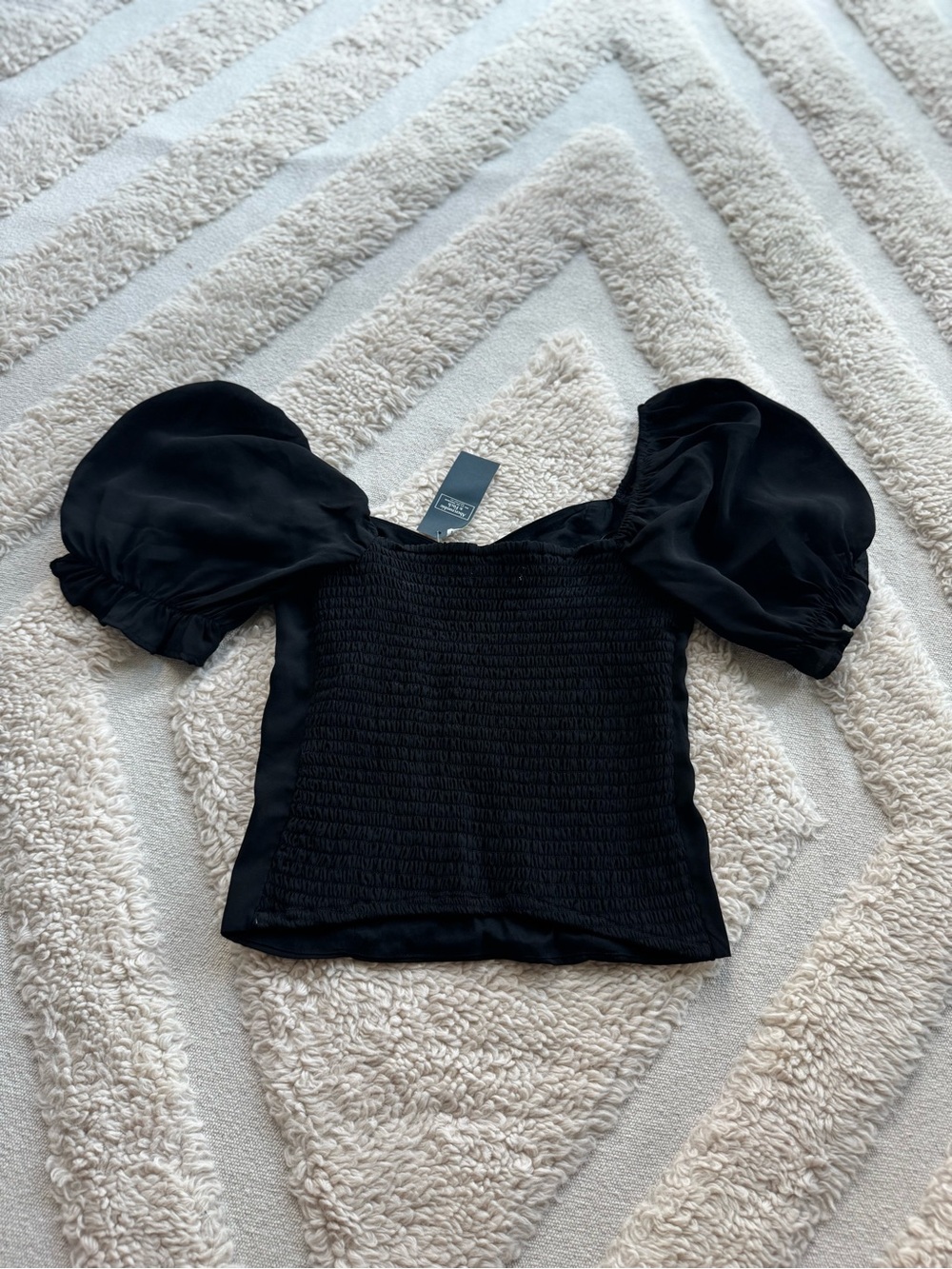 Black Puff Sleeve Sweetheart NWT Women's Top
